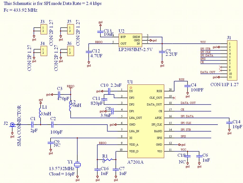 10. Application Circuit C14 is a by-pass capacitor to reduce RX spurious emission in SPI control mode. C8, C10, C11 are adjustable for different data rate.