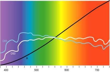 Standard light White light consists of light waves of various wavelengths. In blue light, the short wavelengths are predominant, and long wavelengths are predominant in red light.