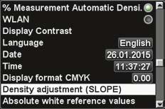 other devices. Activate the soft key with the cogwheel icon and select the menu item Density adjustment (SLOpe).