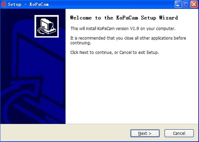 disk into the CD-ROM. Step 2: Select "KoPaCam.exe" file.