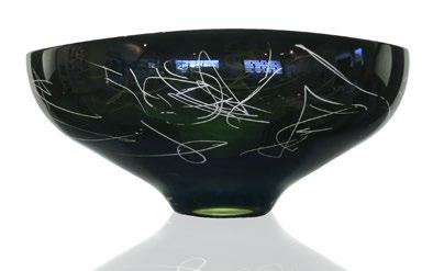 The exterior or interior of the bowl is etched with Jeff s own automatist inspired