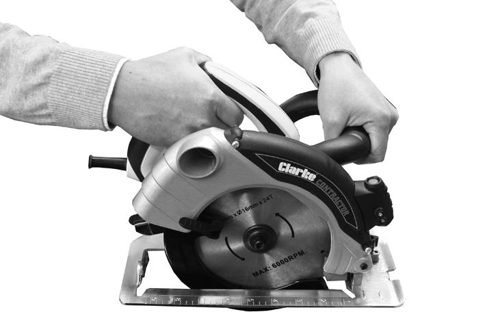 OPERATION & USE CORRECT HAND POSITION For your own safety, always hold the circular saw as shown in this picture, with one hand on the