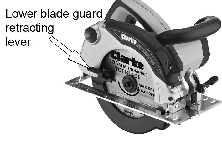 The blade will rotate until the blade lock is fully engaged. 2. Retract the lower blade guard using the retracting lever and replace the blade.