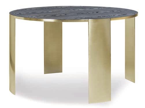 MELROSE The Melrose range includes a set of two round coffee tables and a round dining table. The dining table features four legs and a base structure in metal.