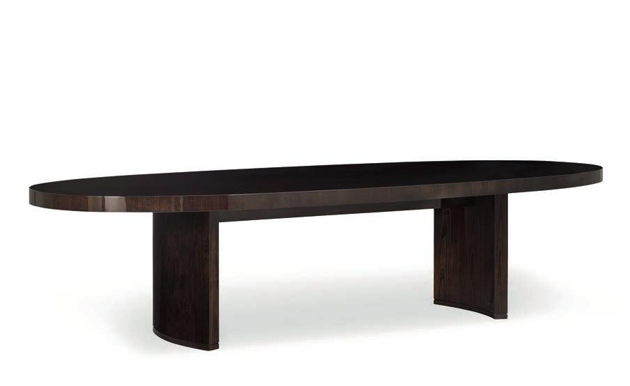 JEFF Jeff is an oval table available with a 6,5 cm thick top. The elm version top shows a unique effect with different 45 orientations of the wood veneer.
