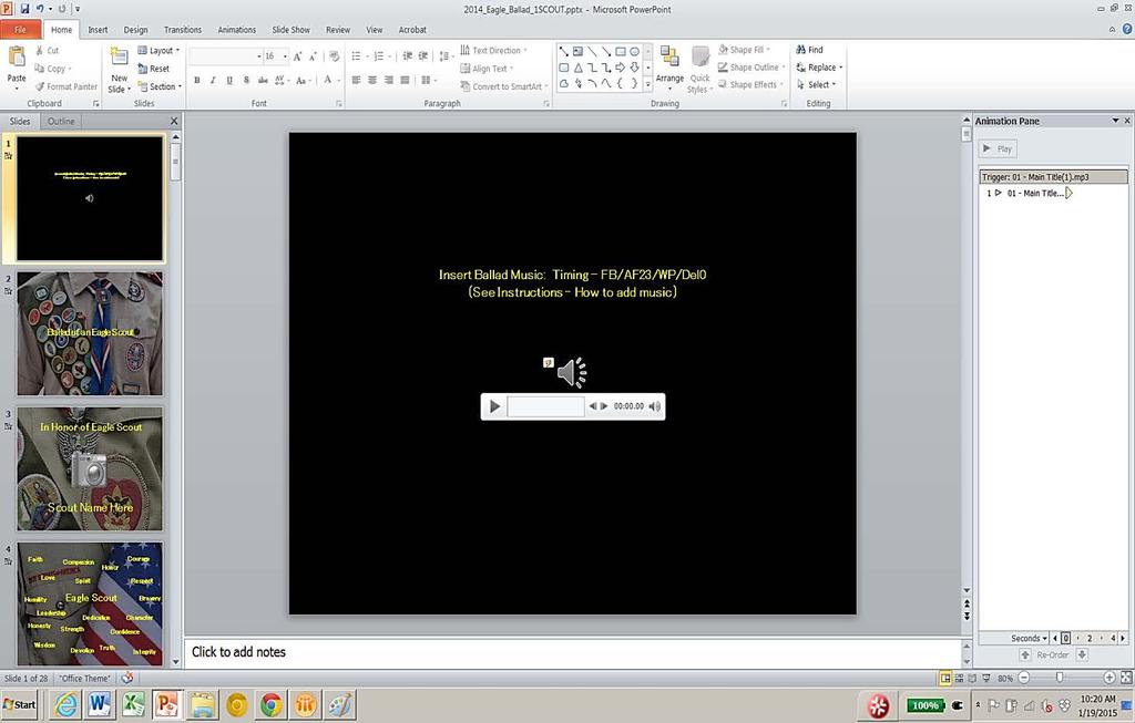 3. The audio file will appear in the animation