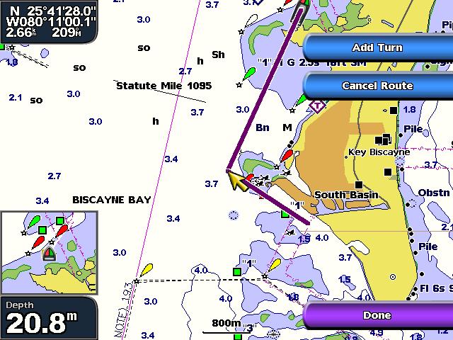 Note: The Fishing Chart is available if you use a BlueChart g2 Vision data card or a BlueChart g2 Data card, or if your built-in map supports Fishing Charts. 1. From the Home screen, select Chart. 2.
