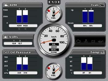 Almanac, Environmental, and On-boat Data Selecting the Engine Gauge Type You can set the type of gauges that appear on the first engine gauge page.