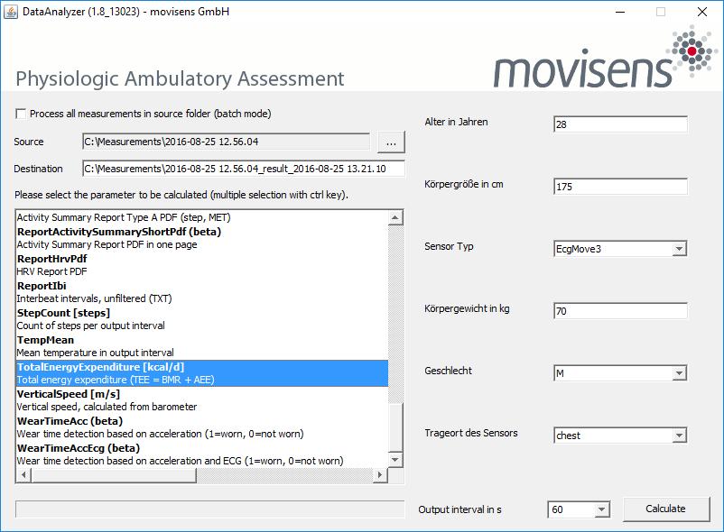 7.9 Analyzing Data Option: To analyze the data, movisens offers the modular analyzing software DataAnalyzer. This product is a scientific software for the analysis of physiologic measurement data.