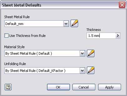 As with other styles, you can also access the sheet metal rules through the Style and Standard Editor dialog box.