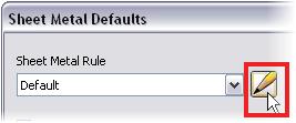 Right-click a rule to activate it, create a new rule based upon it, rename it, and export it. Unfold List Activate, edit, create, rename, and export sheet metal unfold rules.