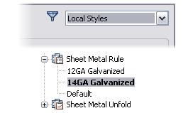 Observe that it is no longer listed under the sheet metal rules. 5. Set the filter to All Styles. Right-click the new rule that you saved to the style library in a previous step. Click Active. 6.