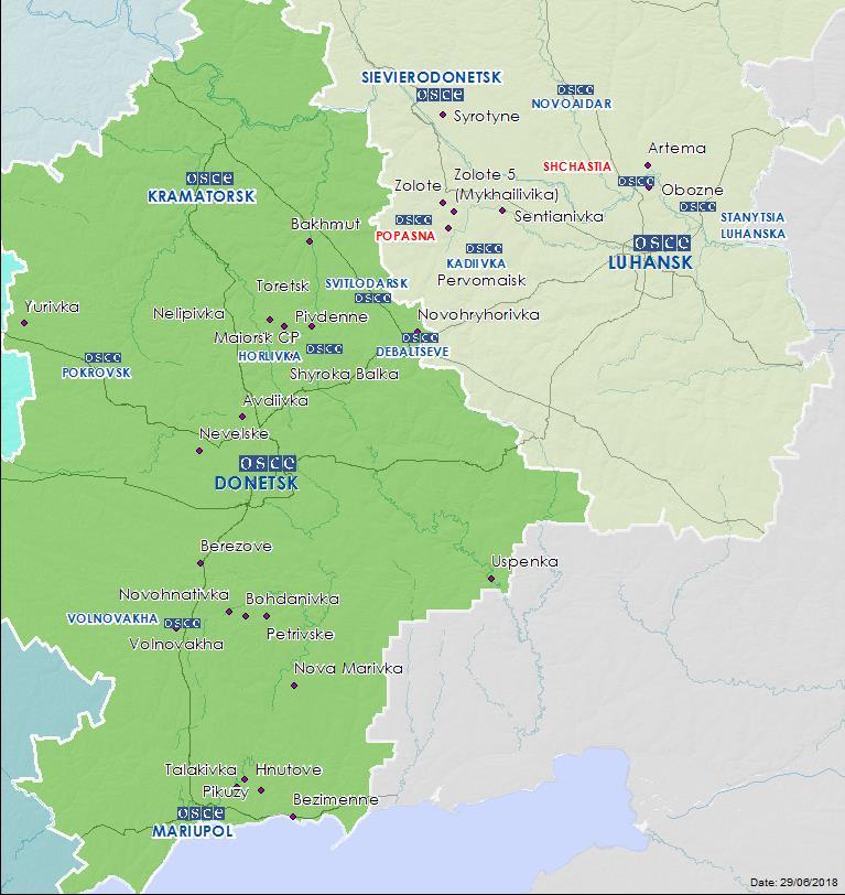 - 8 - Map of Donetsk and Luhansk regions 2 2 The SMM is deployed to ten locations throughout Ukraine Kherson, Odessa, Lviv, Ivano-Frankivsk, Kharkiv, Donetsk, Dnipro, Chernivtsi, Luhansk and Kyiv as