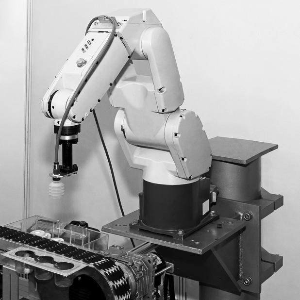 7. The pick-and-place robotic arm shown in Figure Q7(a) lifts components from a conveyor and places them onto a rack. The arm is controlled by a microcontroller.
