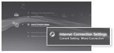 Ajustarea setărilor reţelei (cu fir) 1. Conectaţi un cablu Ethernet (vândut separat) la sistem. 2. Selectaţi (Setări) (Setări reţea) [Internet Connection Settings], apoi apăsaţi butonul.