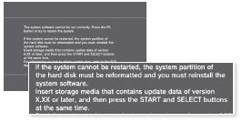 Reinstalarea software-ului sistemului Dacă software-ul sistemului nu porneşte atunci când sistemul este pornit (cum ar fi atunci când hard disk-ul a fost înlocuit), va fi afişat un ecran ca cel