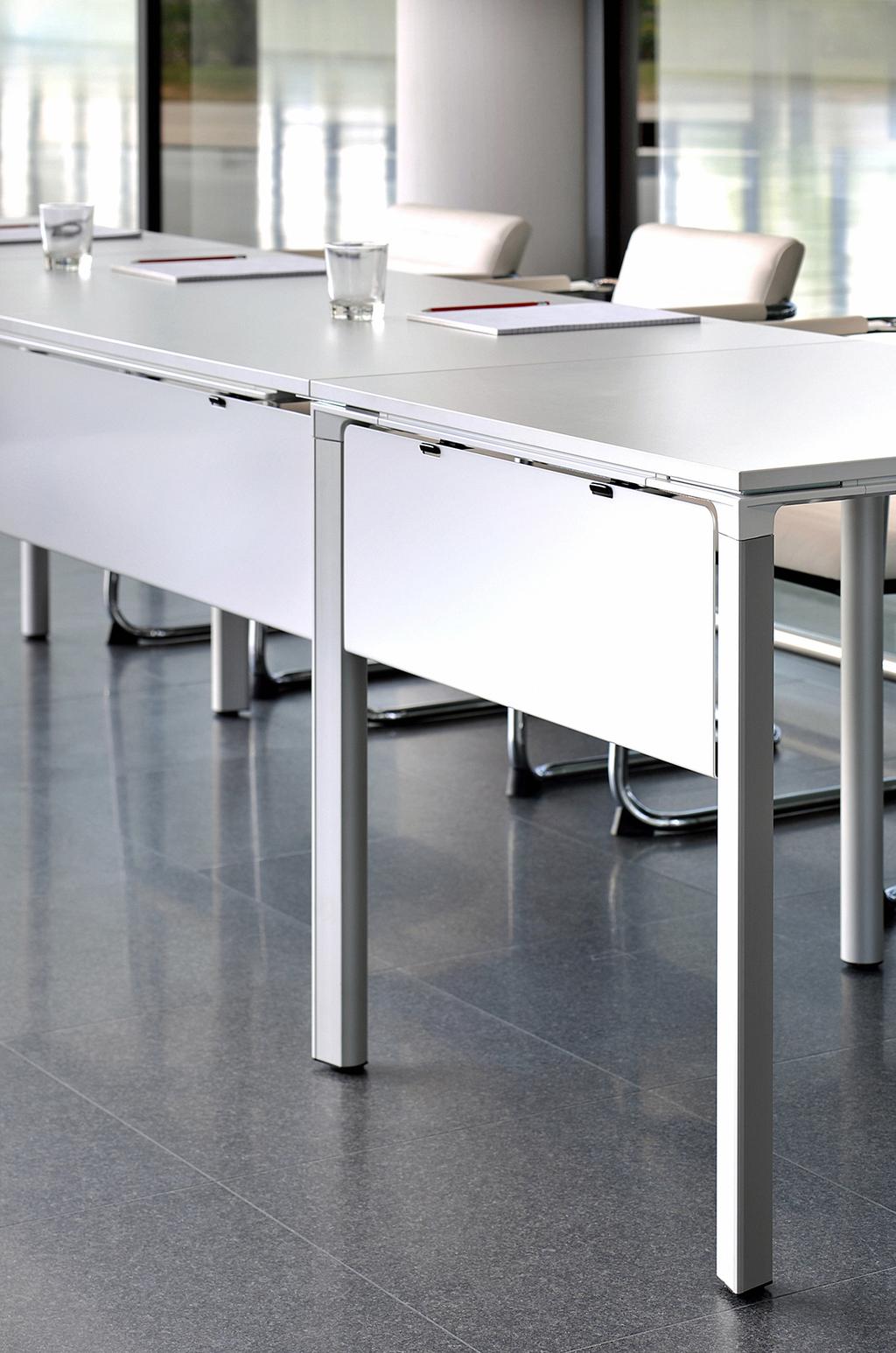 3 Me t U Table System Features Frame and legs Table-tops Aluminium powder coated underframe in white semigloss, light grey