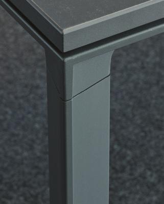 A neatly designed channel on the underside of the table allows the insertion of a multi-function clip that can be used to secure and support a modesty panel, link tables