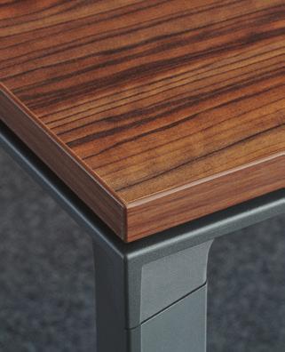 Maple, Romana Cherry, Cordoba Olive Edge finish mm thick ABS lipping matched to top colour, square profile Grain direction on table tops runs lengthwise Grain direction on