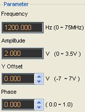 Waveform Parameter Setup Select a wave type, and you can set the Parameters in the sidebar. Generate the Sine waveform To output a Sine Wave, please do the following steps: 1.