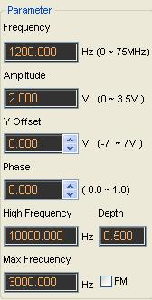 The Square waveform window as the following: Generate the AM/FM waveform To output an AM/FM Wave, please do the following Steps: 1.