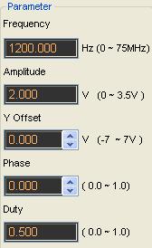 Generate the Ramp waveform To output a Ramp Wave, please do the following steps: 1. Press the check box "On/Off" to open the wave output function. 2. Select the Wave Type "Ramp". 3.