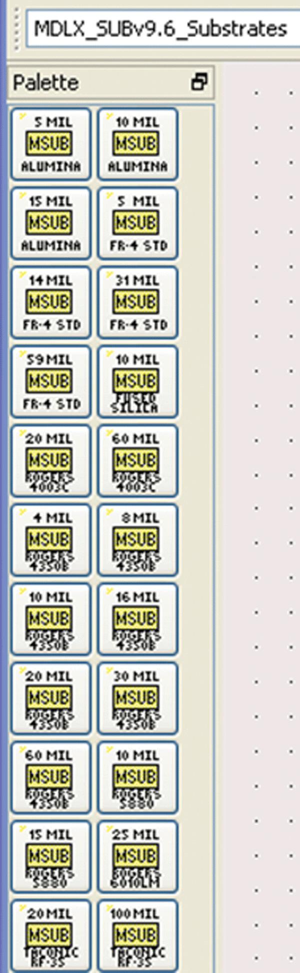 2 of 6 3/25/2013 10:38 PM 1. This substrate library is located in the palette s tab of an ADS schematic.