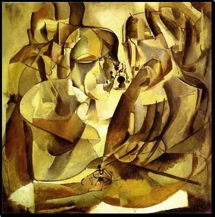 Duchamp liked games and became a professional chess player for the French team at the International Chess Olympiads. In this picture Duchamp uses Cubism to show two chess players in multiple views.