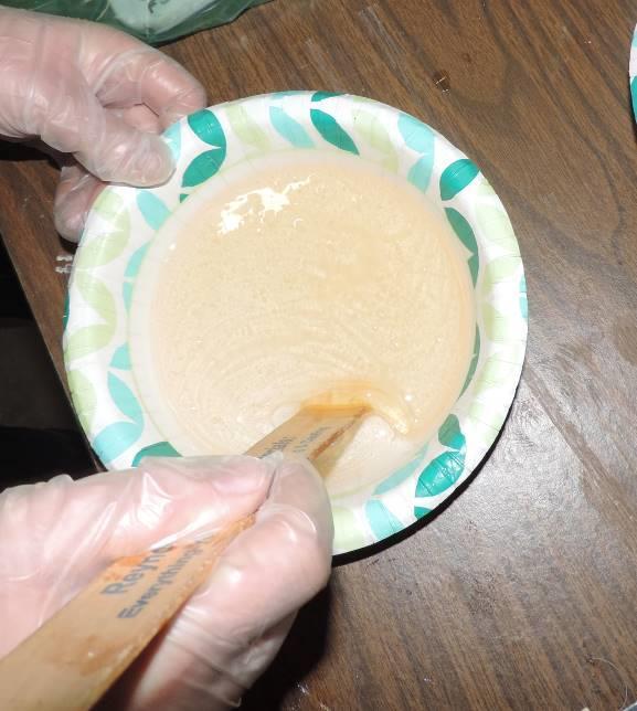 roller or brush. Use a paper plate to easily apply resin to roller.