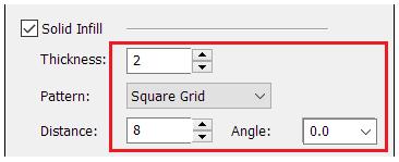 Pattern - Select the required Infill pattern from the dropdown list of options.