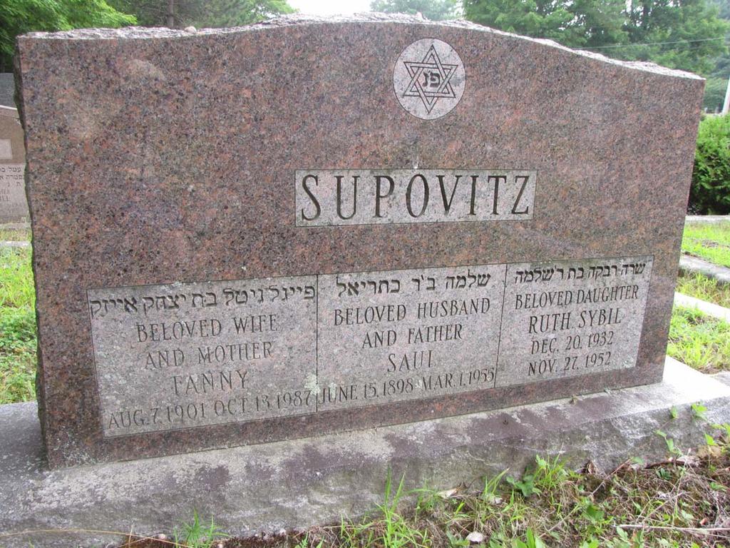 Fanny Supovitz Regions: Lewiston Auburn area Death: date: October 13, 1987 death information source(s) : headstone cemetery: Temple Shalom
