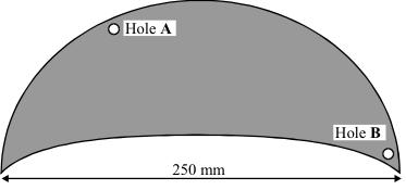 Q4. (a) Every object has a centre of mass. What is meant by the centre of mass? (b) The drawing shows a thin sheet of plastic. The sheet is 250 mm wide.