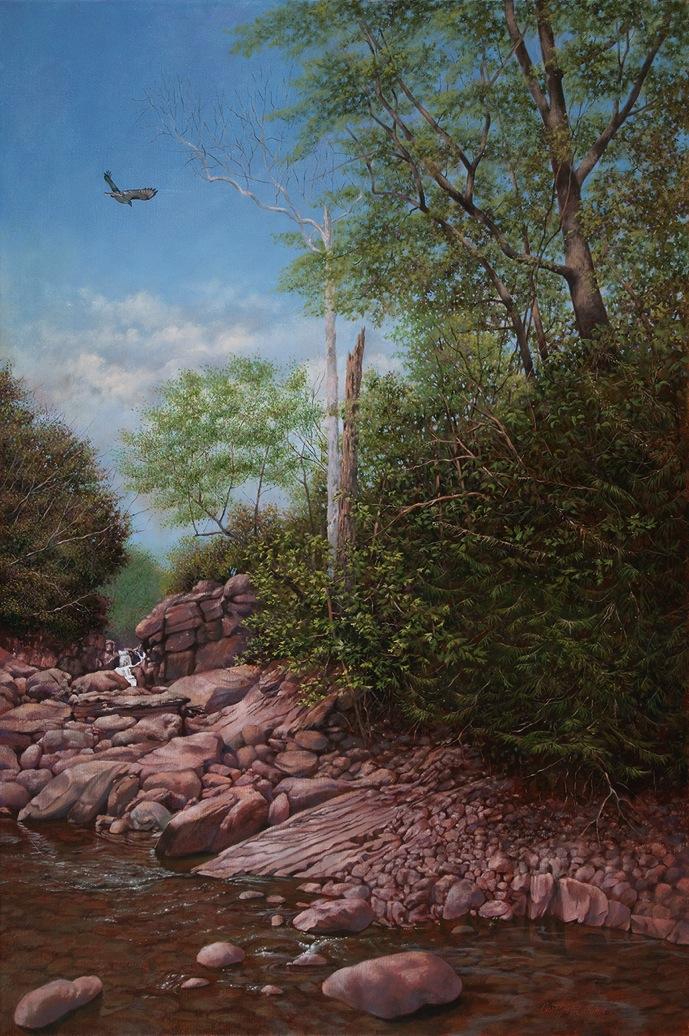 Fawn s Leap, Kaaterskill Creek 2012 Oil on linen 36 x 24 inches Signed lower right: Carolyn H Edlund $4,800 A view toward the falls of the