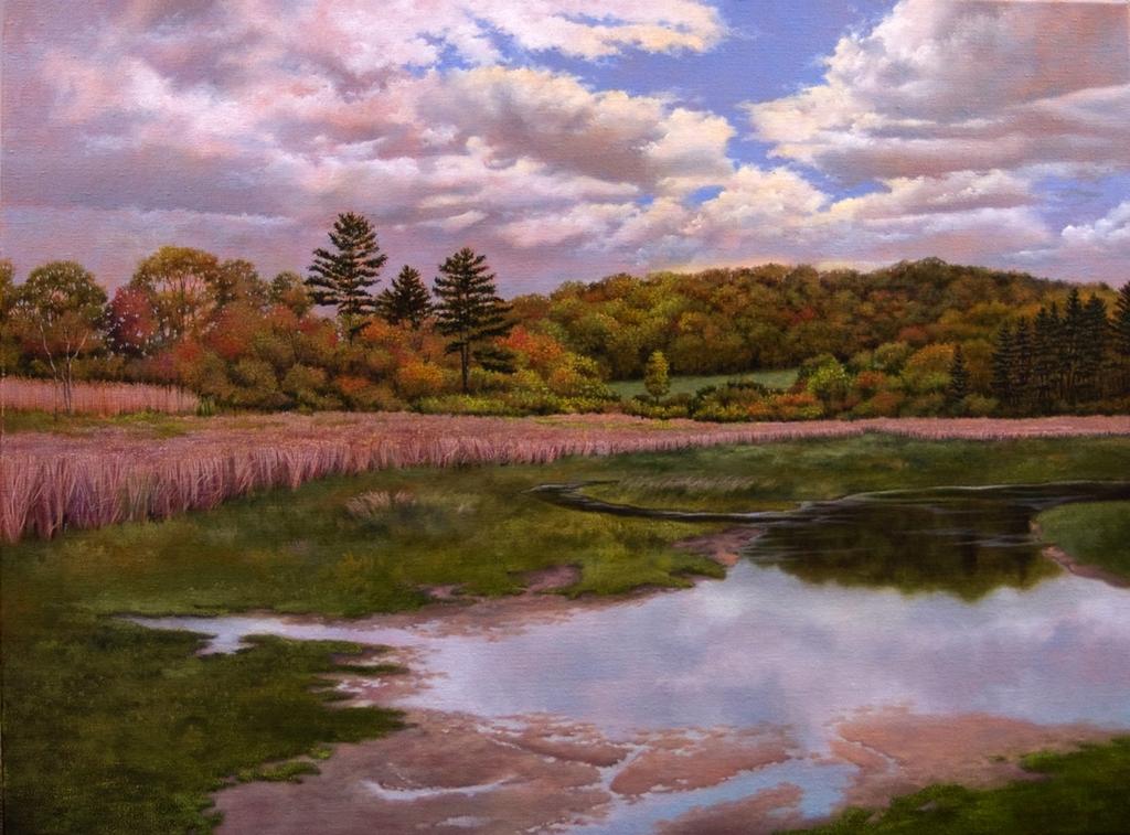 Baldwin s Pond, Parting Clouds 2009 Oil on linen 30 x 40 inches Signed & Dated lower right: Carolyn H Edlund 2009 $6,000 (Viewed from