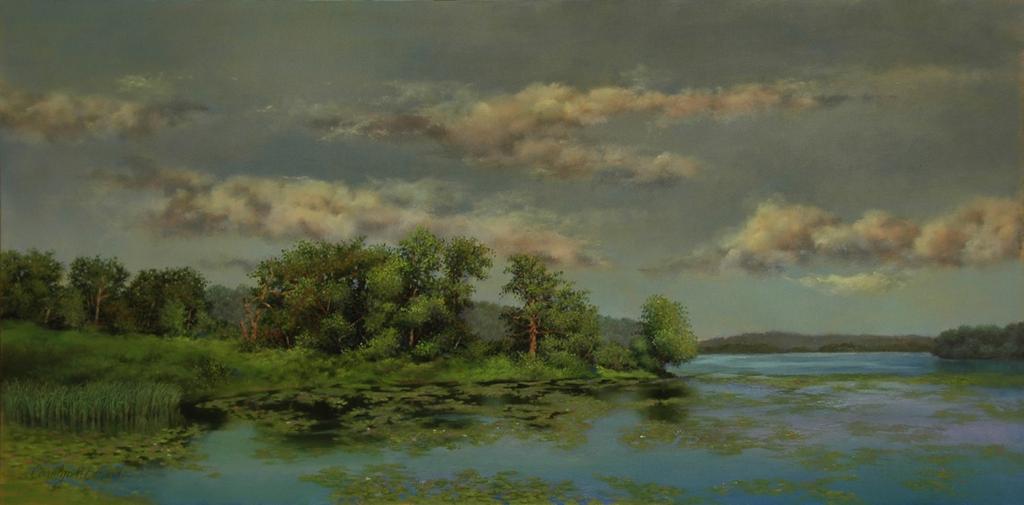 Bontecou Lake 2013 Oil on panel 12 x 24 inches Signed lower left: Carolyn H Edlund $2,200 This is the beautiful lake