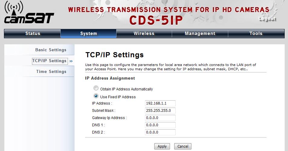 TCP/IP Settings (Bridge) Obtain IP Address Automatically: If a DHCP server exists in your network, you can check this option, thus the TT-208 - Wireless External Video Unit is able to obtain IP