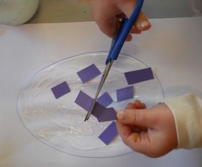 Encourage the children to snip a few strips of card and select