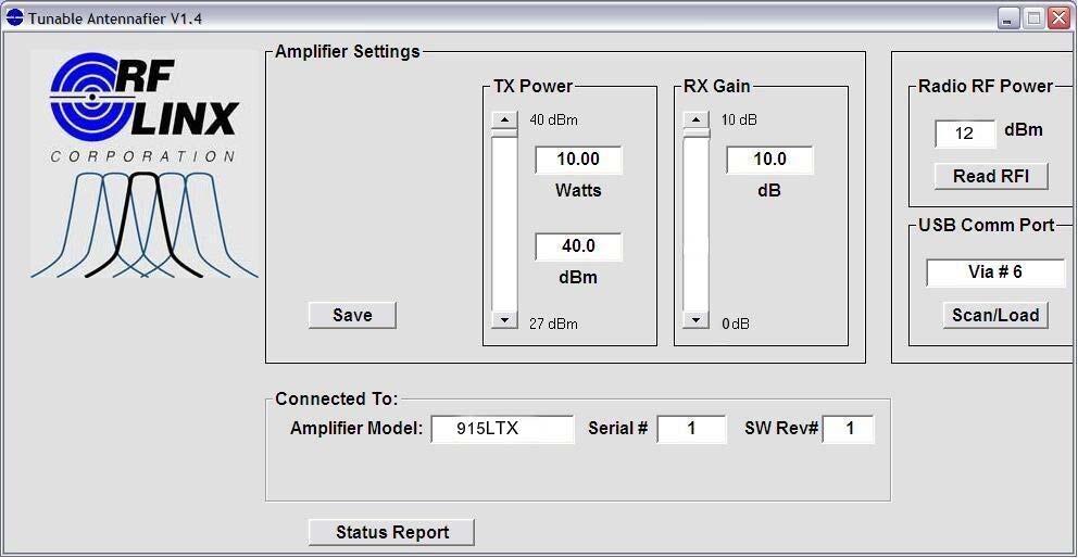 Programming Your Tunable Antennafier : Programming is easily accomplished with a USB connection and our Tunable Software. The software operates on Windows 2000 / XP platforms.