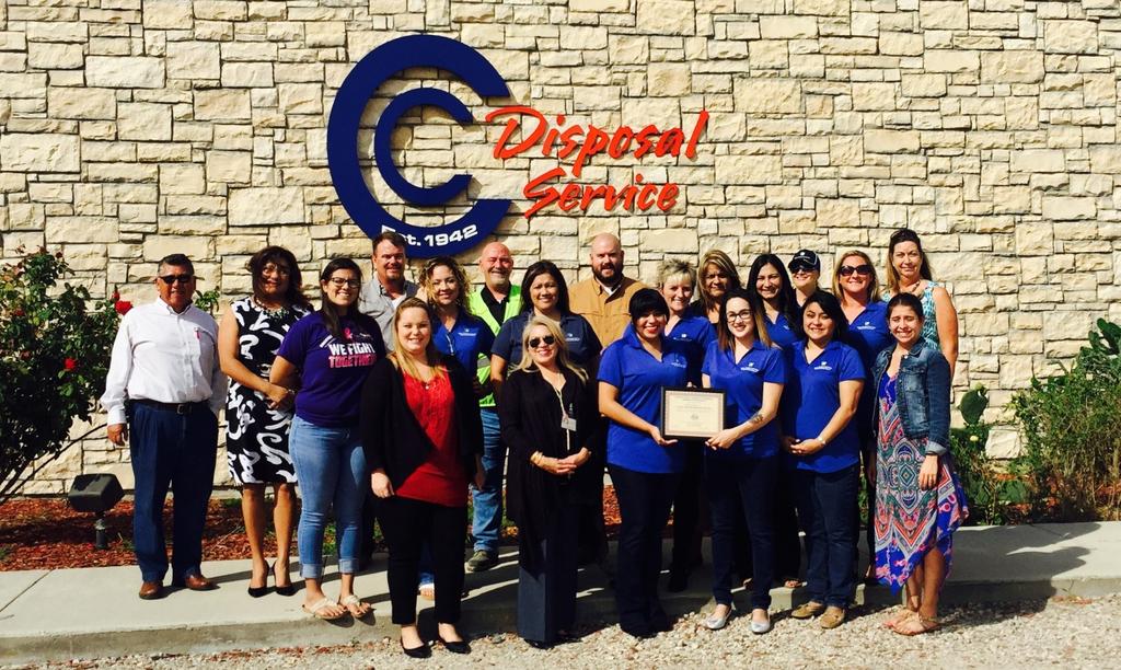 CC DISPOSAL November, 2016 Member of The Month The Aransas Pass Chamber of Commerce is proud to announce and award Corpus Christi Disposal Service as the November 2016, Business of the Month.