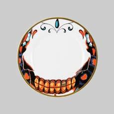Hand gilded and burnished 22kt gold rim - also has gold tooth! inkhead cake plate 8 (215mm) diameter fine bone china rimless plate.