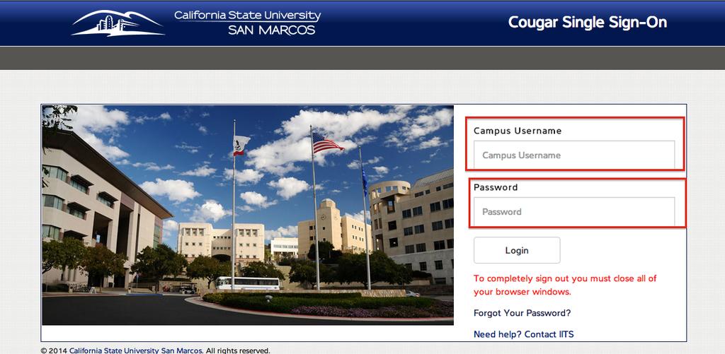 2 The next screen asks for your CSUSM Username and Password: When you successfully log in, you will be taken back to the ScholarWorks home page. STOP at this moment.