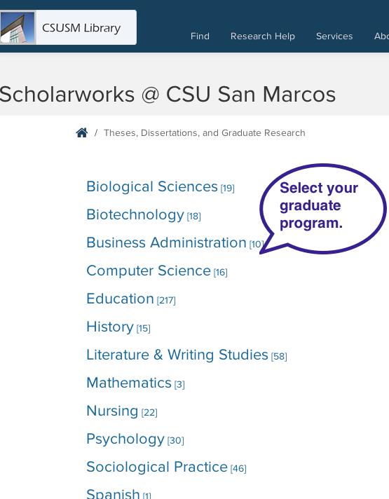 3 Now select your graduate program.
