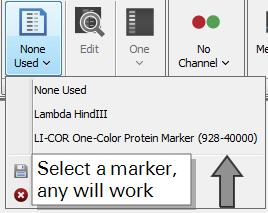 How to Use the Image Studio Software Western and MPX Western Analyses - Page 11 Add a New Marker 1. In the Marker Lanes group, select any Molecular Weight Marker from the Select Marker Lanes Set list.