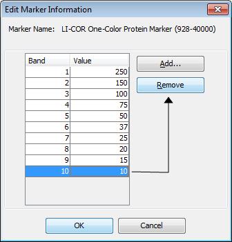 In the Edit Marker Information dialog, click to select a weight and click Remove. Repeat this step until all weights have been removed. 4.