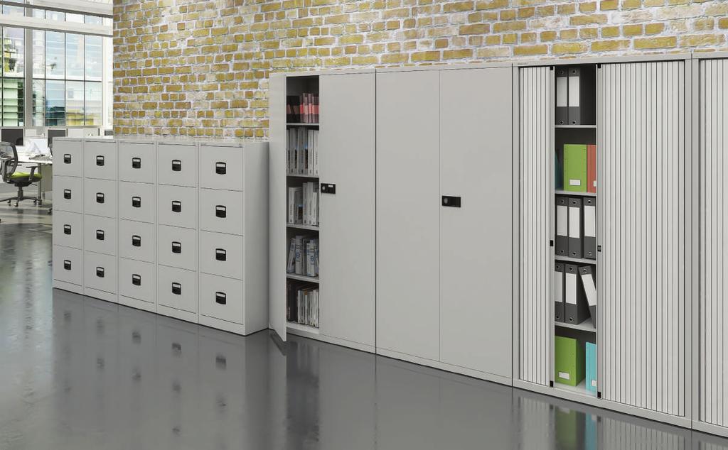 STEEL STORAGE NOW AVAILABLE IN WHITE TAMBOUR CUPBOARDS 7 CONTRACT CUPBOARDS SUPPLIED WITH SHELVES