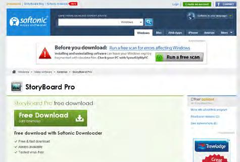 Storyboard Pro Software for creating storyboards.
