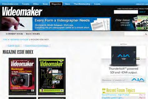 Pre-production articles The website has links to past issues of the Videomaker magazine which contains useful articles covering all aspects of video production including Latest Developments in