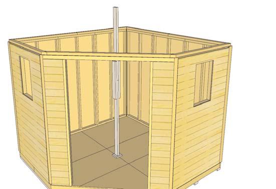 42. Place Temporary Support Beam inside the shed prior to