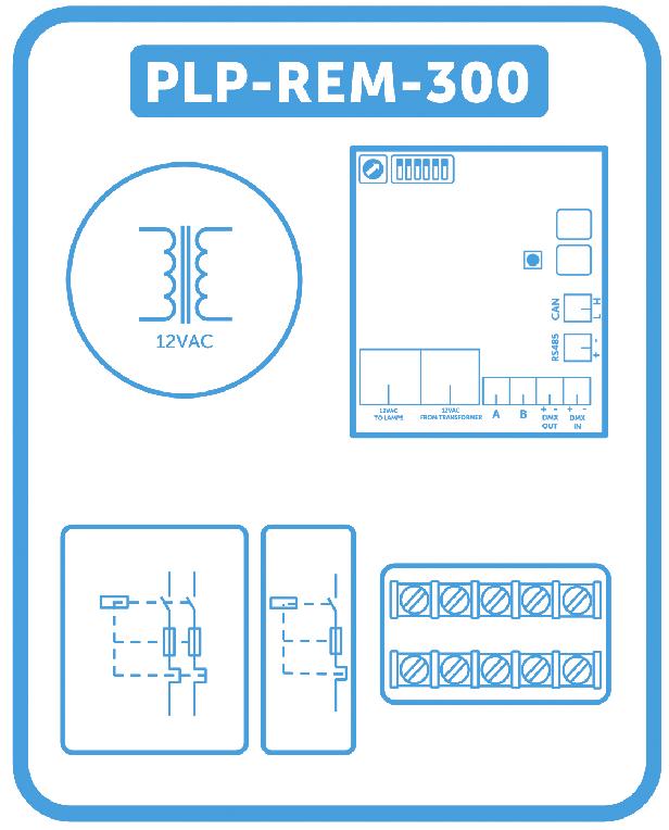 RS485 communication Single PLP-REM-300 unit 1) Connect the RS485 source to the 485 port on the