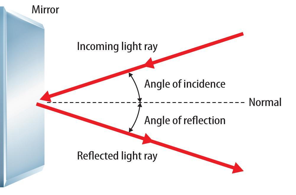 When a surface reflects a light ray, the